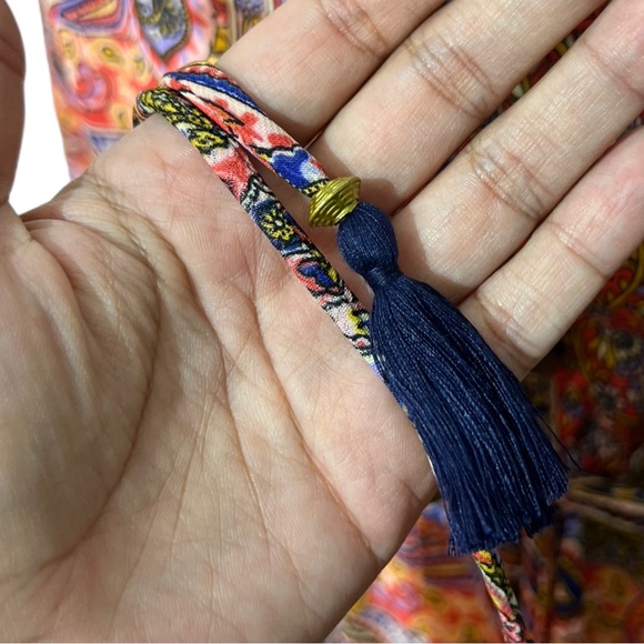 Anthropologie Long Sleeve V-neck Maxi Paisley Tassel Dress Size Large - Picture 5 of 9